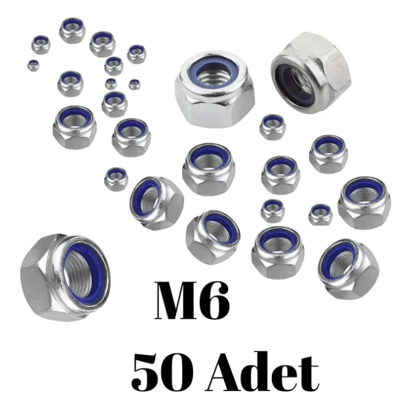 Fiber Somun M6 - Dın 985 - 50'li Paket Contalı Gevşemez Somun - Görsel 3