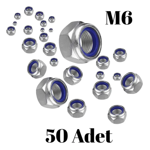 Fiber Somun M6 - Dın 985 - 50'li Paket Contalı Gevşemez Somun - Görsel 2