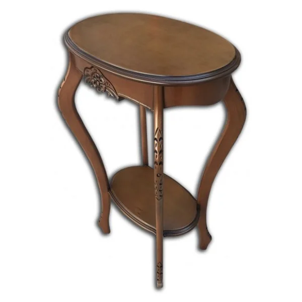 Fiskos Çiçeklik 12568 Oyma Oval Model Kayın Ayak Parlak Ceviz Mdf Tabla El Yapım - Görsel 7