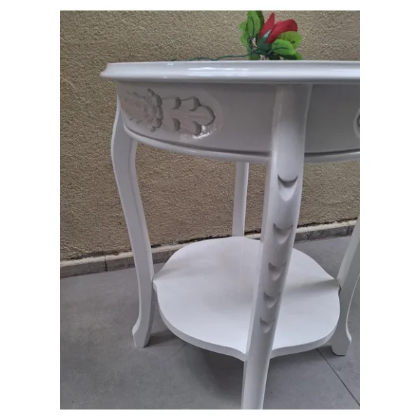 Fiskos 12461 Model Parlak Ahşap Kayın El Oyma Ayak Parlak Beyaz Mdf Tabla El Yapı - Görsel 5