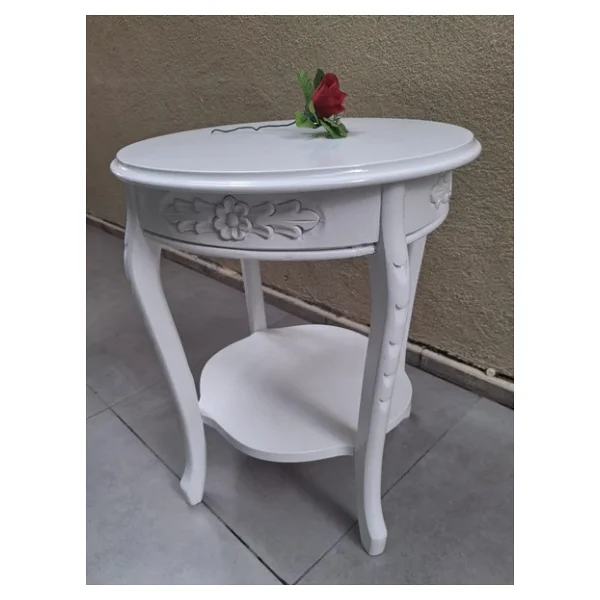 Fiskos 12461 Model Parlak Ahşap Kayın El Oyma Ayak Parlak Beyaz Mdf Tabla El Yapı - Görsel 6