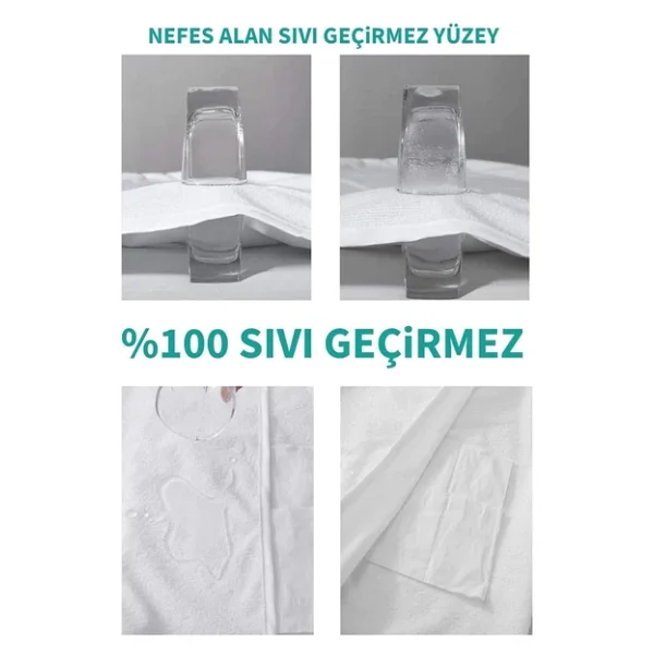 Suvay Micro Su Sivi Gecirmez Alez Tek Ve Cift Kisilik Beyaz Yatak Koruyucu Alez - Görsel 7