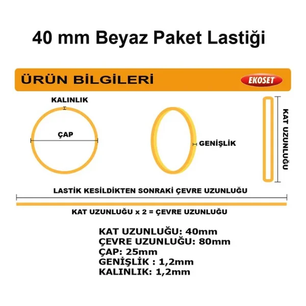 Ekoset 40mm Beyaz Kauçuk Paket Ambalaj Lastiği 5.000 Adet - Görsel 6