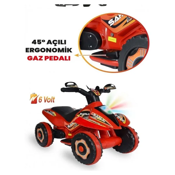 UJ Toys Safari Kırmızı 6 V Akülü ATV - Görsel 3