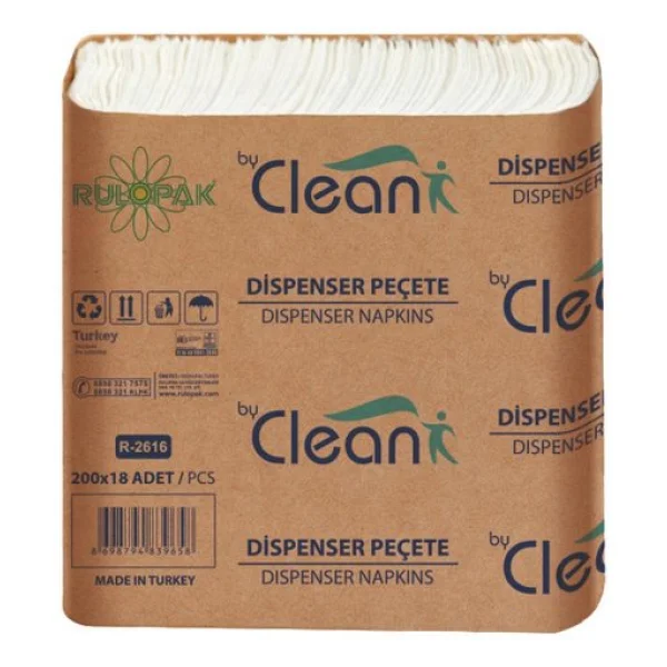 Rulopak By Clean Dispenser Peçete 200 Yaprak 18'li Paket - Görsel 4