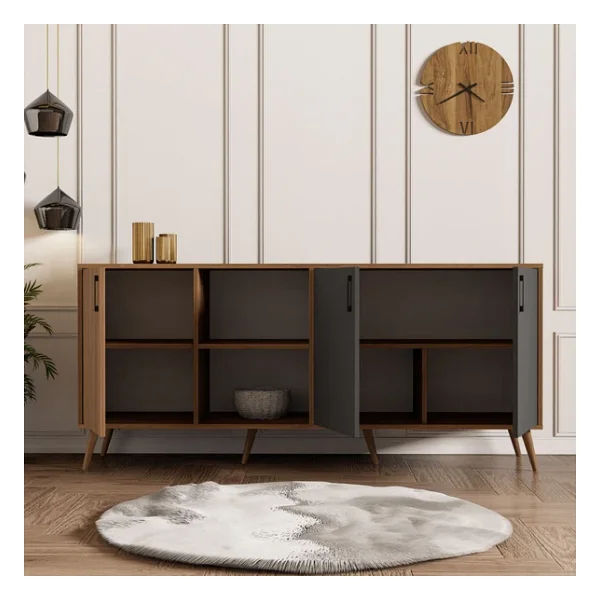 Mezza 1620 Exxen 180 Cm (Ahşap Ayakli) Modern Konsol Ürgüp Antrasit - Görsel 5