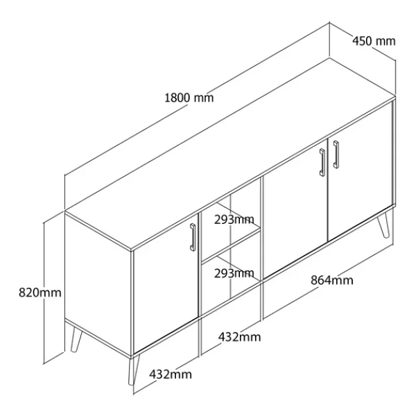 Mezza 1620 Exxen 180 Cm (Ahşap Ayakli) Modern Konsol Ürgüp Antrasit - Görsel 4