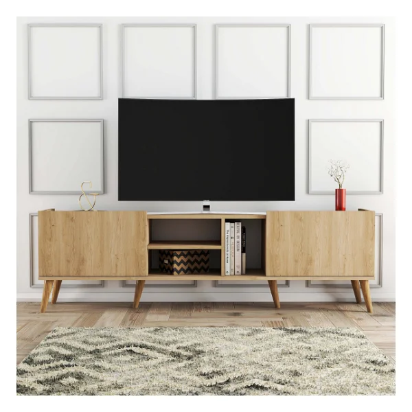 Mezza 1350 Lotus 180 Cm (Ahşap Ayaklı) TV Ünitesi Sepet Rengi - Görsel 4