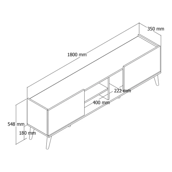 Mezza 1350 Lotus 180 Cm (Ahşap Ayaklı) TV Ünitesi Sepet Rengi - Görsel 2