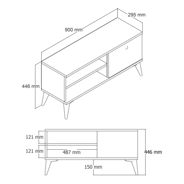 Mezza 1550 Retro TV Ünitesi 90 Cm Amalfi Rengi - Görsel 4