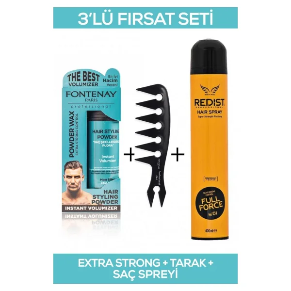 Fontenay Saç Şekillendirici Pudra Toz Wax Matt Effect + Şekil Tarağı + Saç Sprey 3'lü Set - Görsel 6