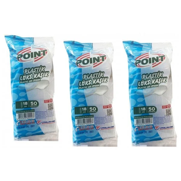 Point Plastik Lüx Şeffaf Kaşık - 18 Cm. - 3.2 Gr. - 50 Adetlik 3 Paket - Görsel 3