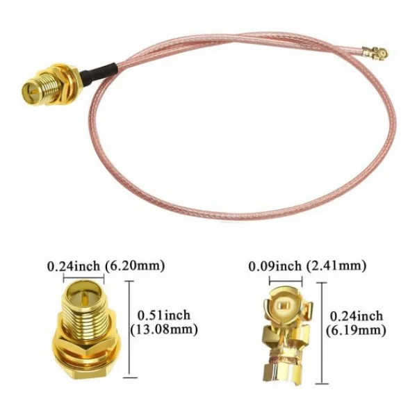 30cm Rp Sma Dişi ( Erkek) Ipex Mhf1 Rf Bağlantı Kablosu 0-6ghz Altın Kaplama Konnektör Koaksiyel Kablo Ufl U.Fl Ipx Ipex Mini Pcıe Anten 1.13 Wi-Fi Gsm GPS Fpv Lora Helium Router Modem Gprs - Görsel 2