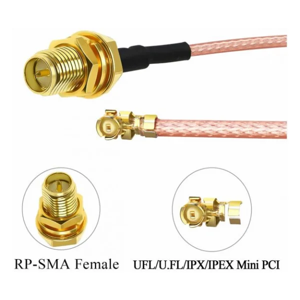 30cm Rp Sma Dişi ( Erkek) Ipex Mhf1 Rf Bağlantı Kablosu 0-6ghz Altın Kaplama Konnektör Koaksiyel Kablo Ufl U.Fl Ipx Ipex Mini Pcıe Anten 1.13 Wi-Fi Gsm GPS Fpv Lora Helium Router Modem Gprs - Görsel 5