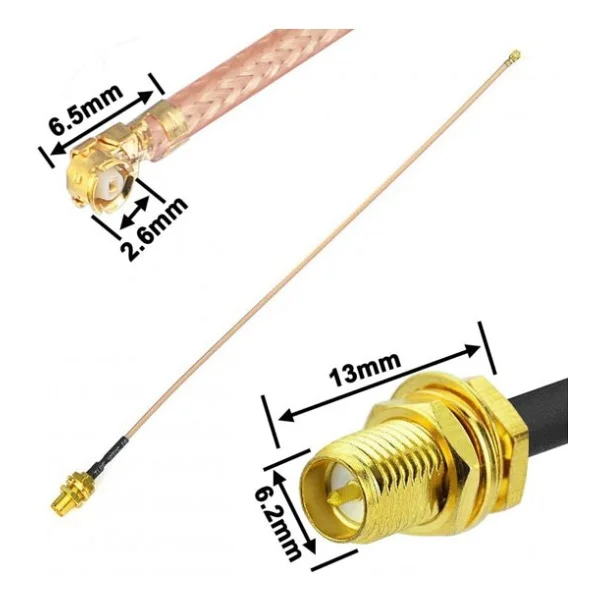 30cm Rp Sma Dişi ( Erkek) Ipex Mhf1 Rf Bağlantı Kablosu 0-6ghz Altın Kaplama Konnektör Koaksiyel Kablo Ufl U.Fl Ipx Ipex Mini Pcıe Anten 1.13 Wi-Fi Gsm GPS Fpv Lora Helium Router Modem Gprs - Görsel 8