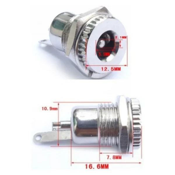 5.5 Mm X 2.1mm Dc Güç Soketi Metal Panel Montaj Power Jack - Görsel 7