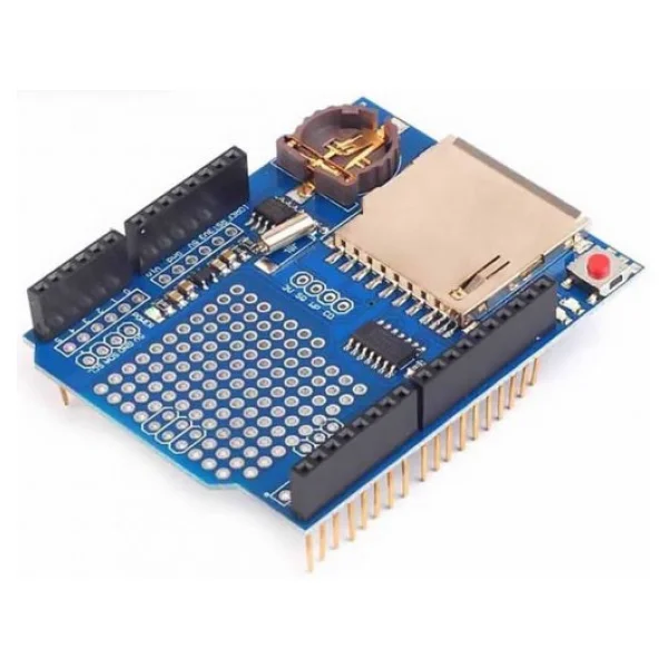 Arduino Sd Kart Rtc Saat Data Kayıt Logger Shield Ds1307 2x LED Prototip Pcb Alanı Reset Butonu - Görsel 3