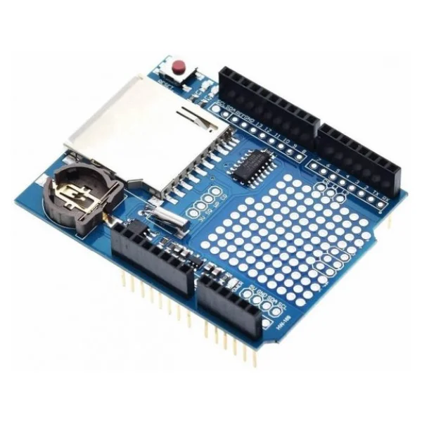 Arduino Sd Kart Rtc Saat Data Kayıt Logger Shield Ds1307 2x LED Prototip Pcb Alanı Reset Butonu - Görsel 4
