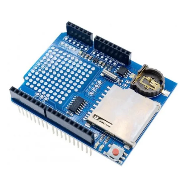 Arduino Sd Kart Rtc Saat Data Kayıt Logger Shield Ds1307 2x LED Prototip Pcb Alanı Reset Butonu - Görsel 5