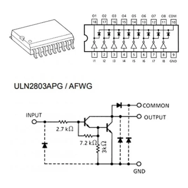Uln2803a Npn 8 Adet Darlington Transistör Sürücü Entegre Sop18 Smd 18 Bjt Bipolar - Görsel 7