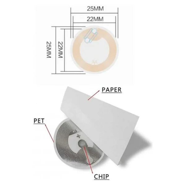 13.56mhz Uıd Değiştirilebilir 25mm Rfid Etiket NFC Okunabilir Yazılabilir Göstergeç - Görsel 8