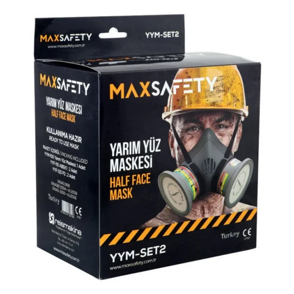 Piecess Maxsafety Yym-Set2 Yarım Yüz Gaz Maskesi Set Abek1+P2 Filtre'li - Görsel 4