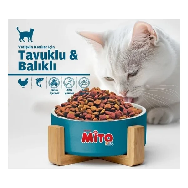 Mito Mix Tavuklu Ve Balıklı 1 Kg 5'li Paket Yetişkin Kuru Kedi Maması - Görsel 8