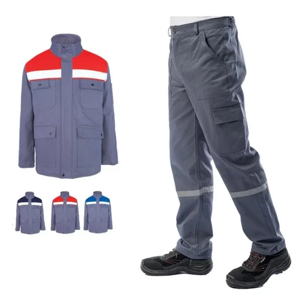 Kışlık İş Takımı Çok Cepli Reflektörlü Mont 4111 Ve 7/7 İş Pantolonu 2958 Gri Renk Yüzde Yüz Pamuk - Görsel 2