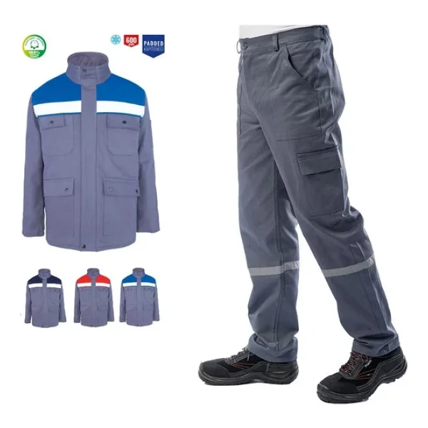 Kışlık İş Takımı Çok Cepli Reflektörlü Mont 4111 Ve 7/7 İş Pantolonu 2958 Gri Renk Yüzde Yüz Pamuk - Görsel 4