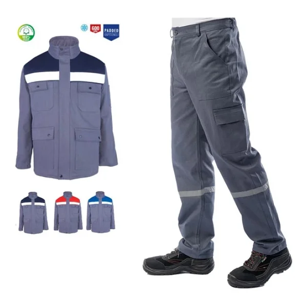 Kışlık İş Takımı Çok Cepli Reflektörlü Mont 4111 Ve 7/7 İş Pantolonu 2958 Gri Renk Yüzde Yüz Pamuk - Görsel 3