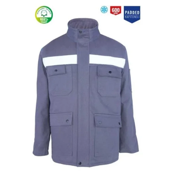 Kışlık İş Takımı Çok Cepli Reflektörlü Mont 4111 Ve 7/7 İş Pantolonu 2958 Gri Renk Yüzde Yüz Pamuk - Görsel 5