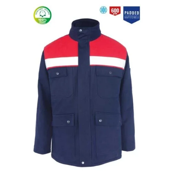 Kışlık İş Takımı Çok Cepli Reflektörlü Mont 4111 Ve 7/7 İş Pantolonu 2958 Lacivert Renk Yüzde Yüz Pamuk - Görsel 6