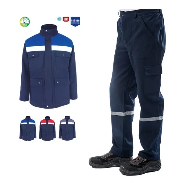Kışlık İş Takımı Çok Cepli Reflektörlü Mont 4111 Ve 7/7 İş Pantolonu 2958 Lacivert Renk Yüzde Yüz Pamuk - Görsel 3
