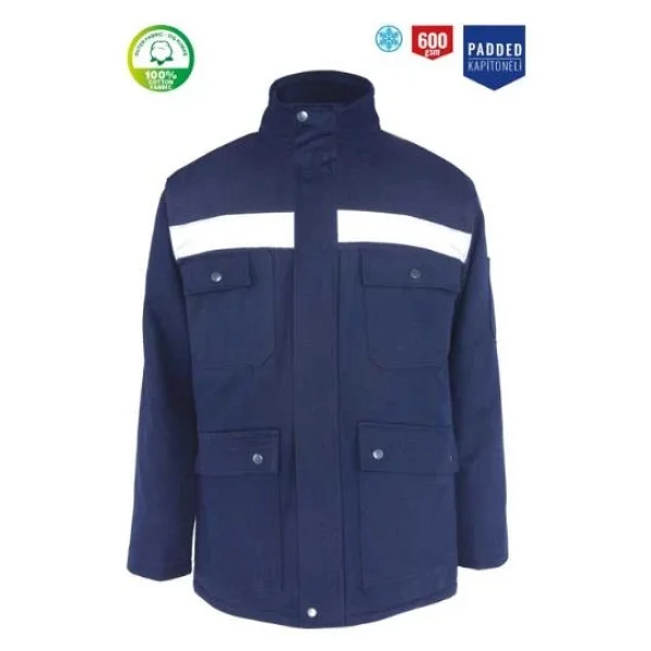 Kışlık İş Takımı Çok Cepli Reflektörlü Mont 4111 Ve 7/7 İş Pantolonu 2958 Lacivert Renk Yüzde Yüz Pamuk - Görsel 4