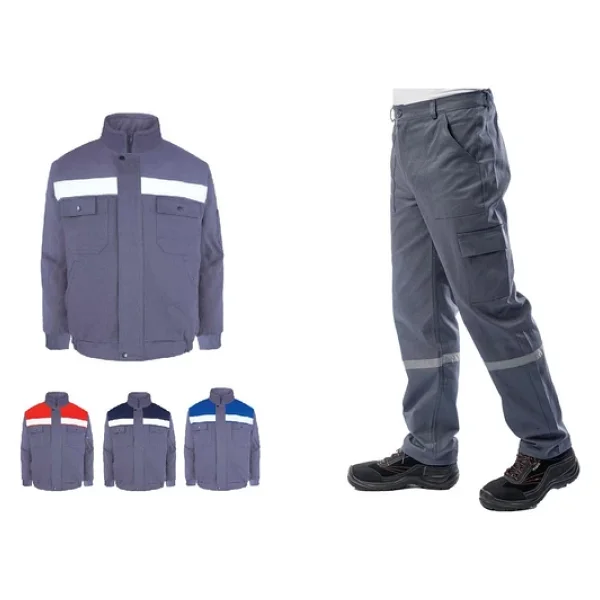 Kışlık İş Takımı Çok Cepli İç Yapısı Polarlı Reflektörlü İş Montu Ve 7/7 İş Pantolonu Gri Renk Yüzde Yüz Pamuk 3117-2958 - Görsel 3