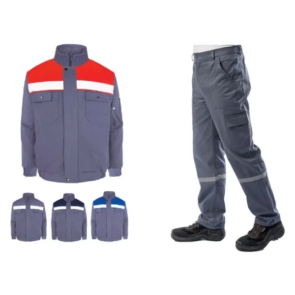 Kışlık İş Takımı Çok Cepli İç Yapısı Polarlı Reflektörlü İş Montu Ve 7/7 İş Pantolonu Gri Renk Yüzde Yüz Pamuk 3117-2958 - Görsel 4