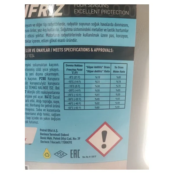 Petrol Ofisi Süper 3 lt Yeşil Antifriz - Görsel 8