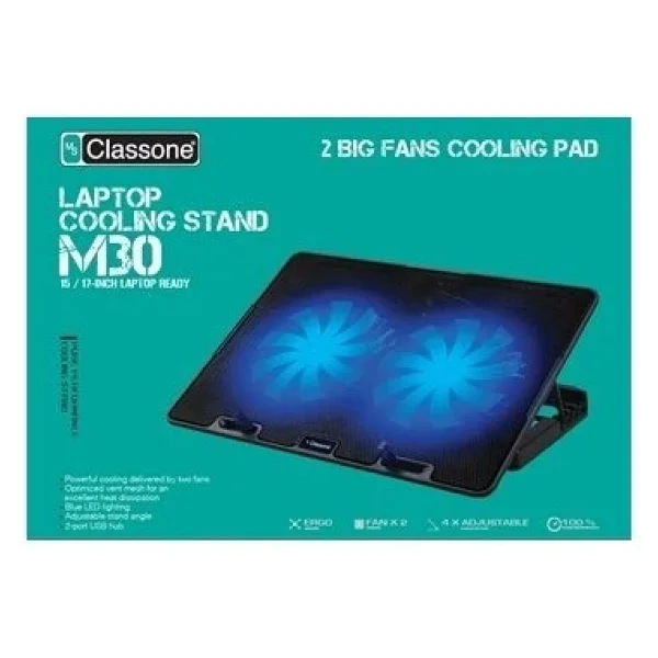 Classone M30 2 LED Fanlı USB 2.0 14"-17" Laptop Soğutucu - Görsel 9
