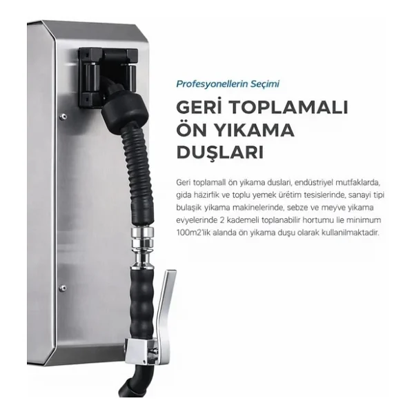 Cancan Duvara Monte Geri Toplamalı 6 Metre Yer Ve Ön Yıkama Duşu - Görsel 8