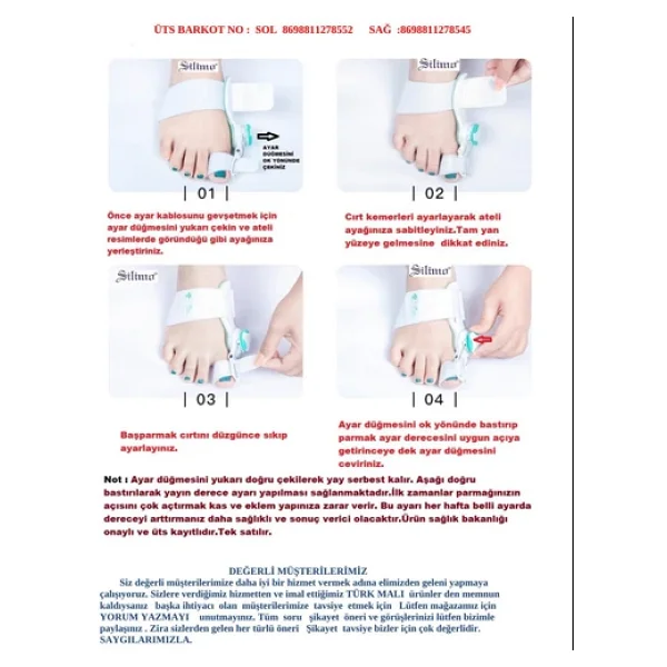 Halluks Valgus Gece Ateli Derece Ayarlı 1 Adet - Görsel 6