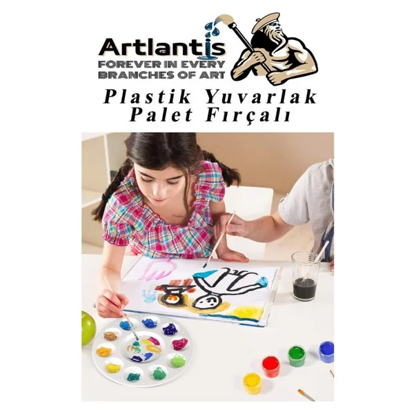 Yuvarlak Resim Paleti Fırçalı 1 Paket 10 Hazneli Boya Paleti Sanatsal Boyalar İçin Palet Akrilik Boya Yağlı Boya Guaj Boya Fırçalı - Görsel 5