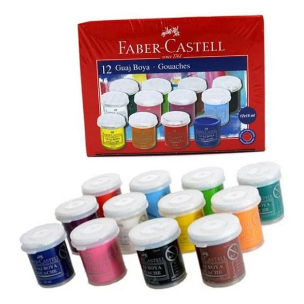 Guaj Boya 12 Renk X 15 Ml Su Bazlı Şişe 1 Paket Faber Guaj Boya Seti Şişe İçerisinde 12 Li Okul Hobi - Görsel 3