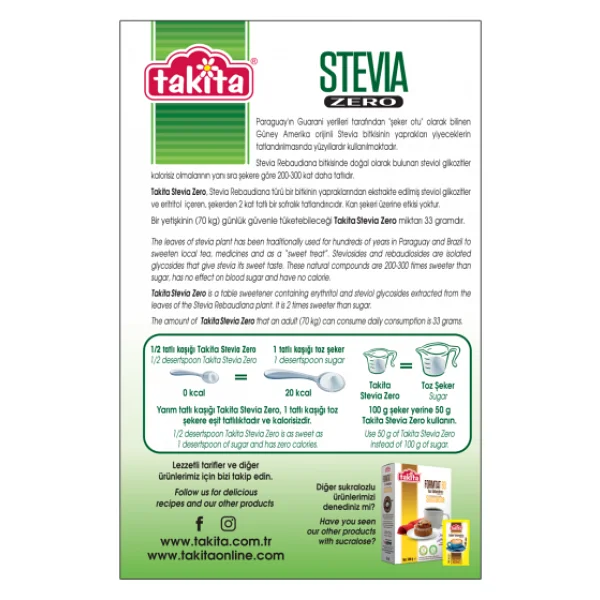Takita Stevia Zero Beyaz Toz Tatlandırıcı 250 Gr - Görsel 3