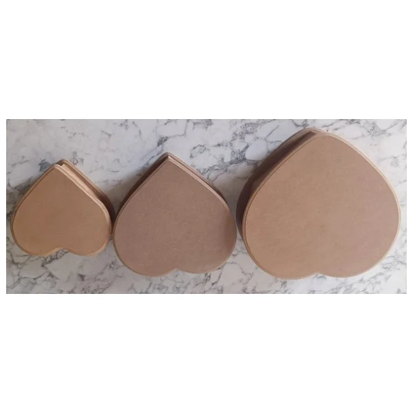 Hobi Adn 90201 Kalp Kutu Set 3'lü Ahşap Ham Mdf Kutuda Sevk El Yapım - Görsel 2