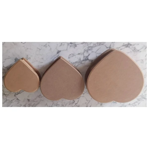 Hobi Adn 90201 Kalp Kutu Set 3'lü Ahşap Ham Mdf Kutuda Sevk El Yapım - Görsel 3