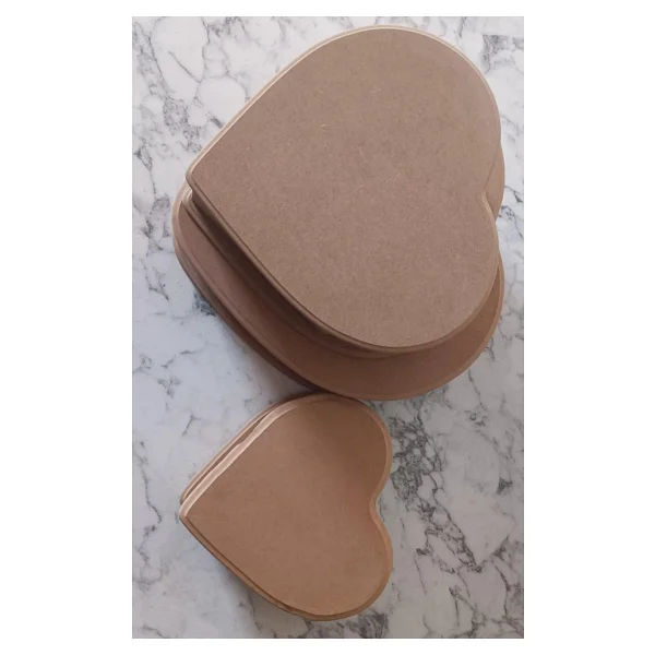 Hobi Adn 90201 Kalp Kutu Set 3'lü Ahşap Ham Mdf Kutuda Sevk El Yapım - Görsel 6