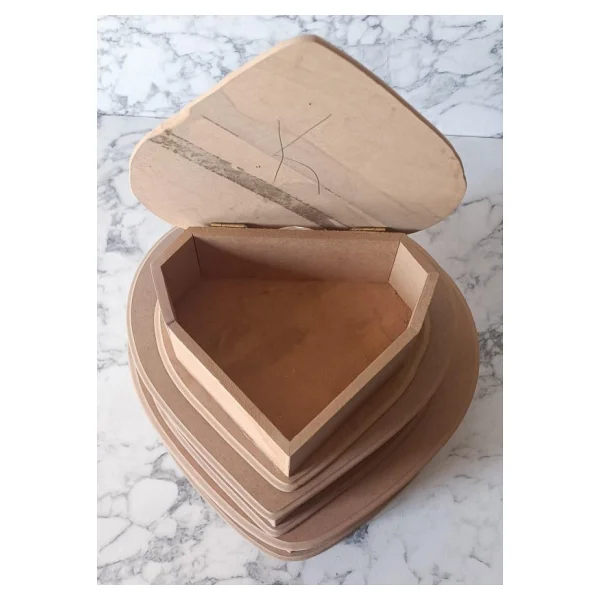 Hobi Adn 90201 Kalp Kutu Set 3'lü Ahşap Ham Mdf Kutuda Sevk El Yapım - Görsel 7