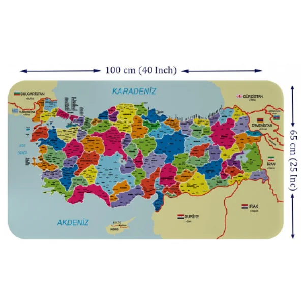 Eğitici Ve Öğretici Detaylı Dekoratif Komşulu Türkiye Haritası Duvar Sticker - Görsel 4