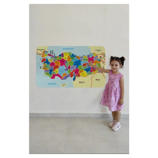 Eğitici Ve Öğretici Detaylı Dekoratif Komşulu Türkiye Haritası Duvar Sticker - Görsel 6