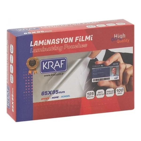 Kraf 65x95 Mm 125 Mic 100'lü Laminasyon Filmi 2126 - Görsel 3